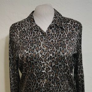 CHRISTIE & JILL Silk Size: L Animal Print Blouse